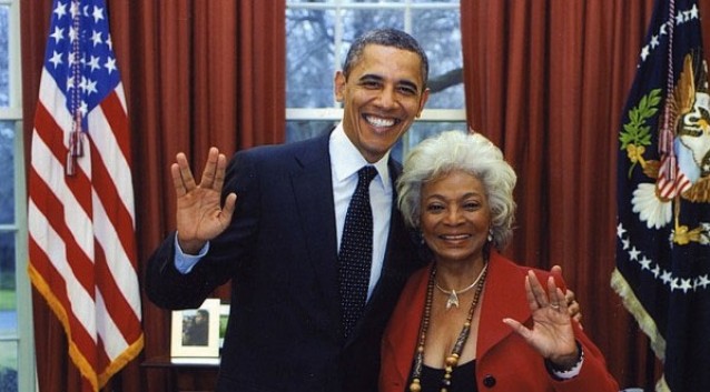 President Obama Flashes a Vulcan Salute with Nichelle Nichols