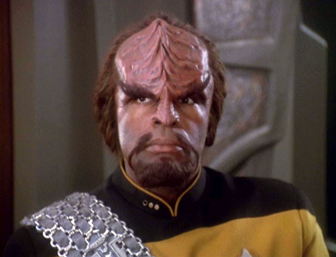 Dorn as Worf in the DS9 episode “Way of the Warrior”
