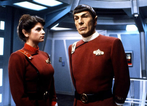 Nimoy and Kirstie Alley filming “The Wrath of Khan”