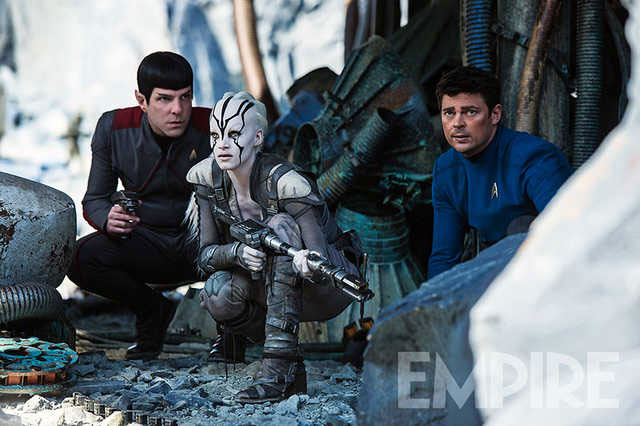 Zachary Quinto, Sofia Boutera and Karl Urban in Star Trek Beyond