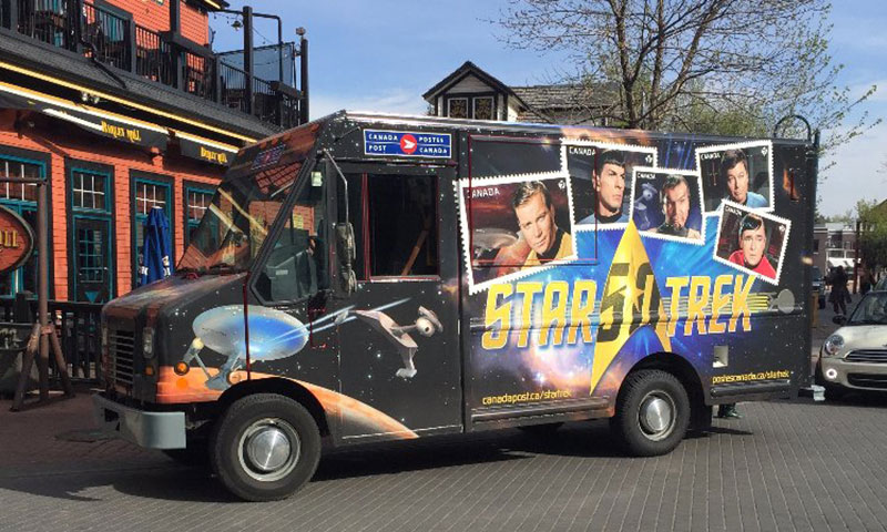 Canada Post’s specially wrapped Star Trek delivery vehicles