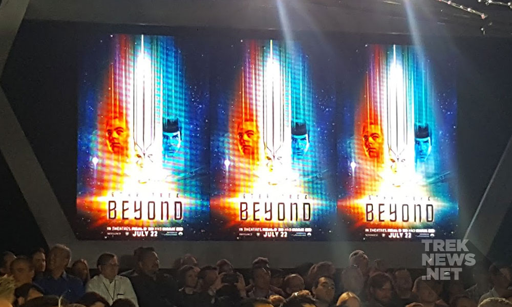 The new Star Trek Beyond poster is unveiled JJ Abrams, Adama Savage and Star Trek Beyond director Justin Lin Rihanna and other celebs talking about what Star Trek means to them (photo: Anna Yeutter/TrekNews.net)