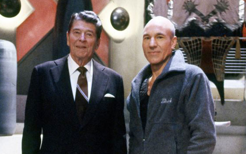 President Ronald Reagan with Patrick Stewart
