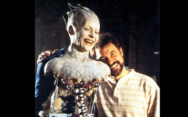Frakes with Alice Krige on the set of 1996’s Star Trek: First Contact, which he directed.