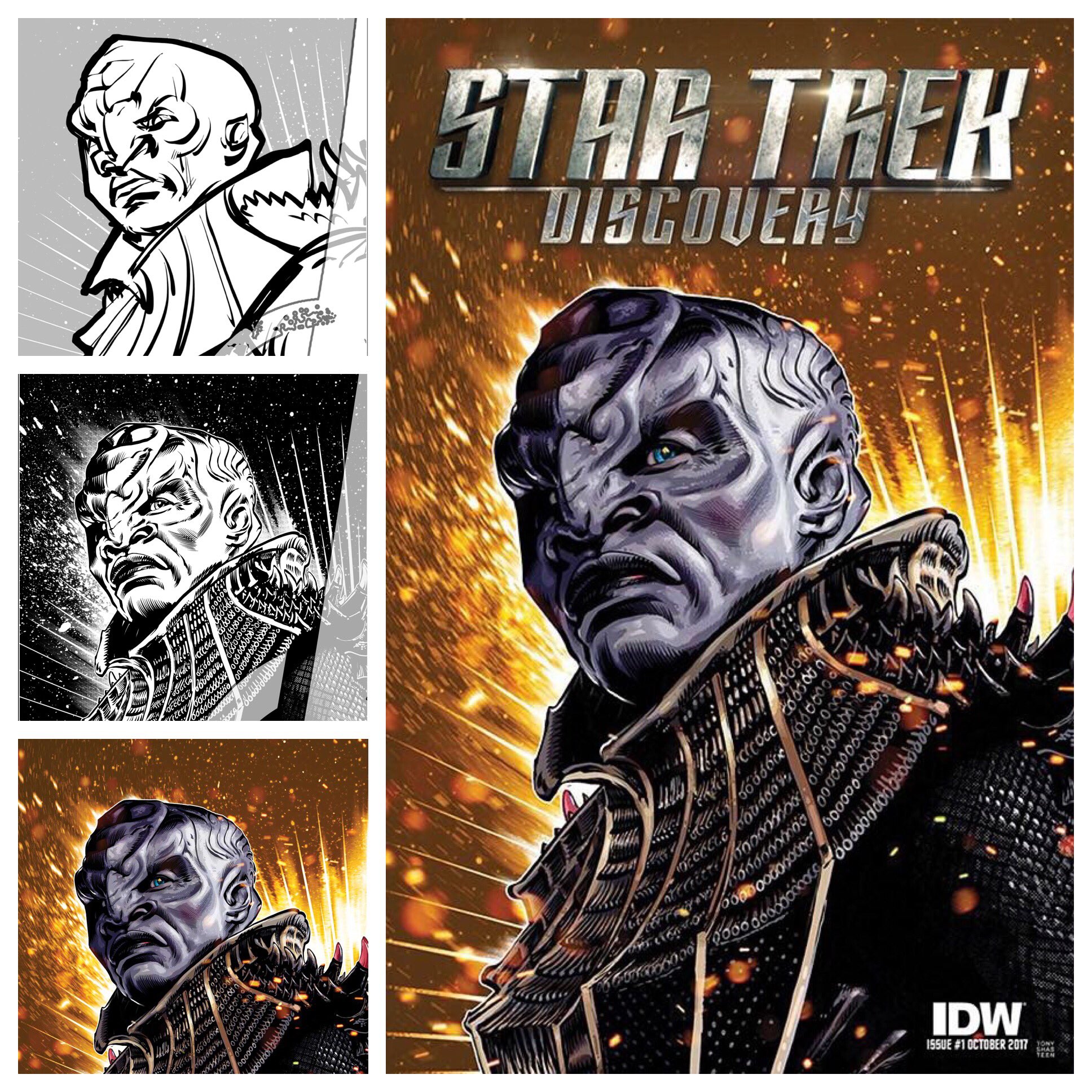 Shasteen’s process in creating the cover for  the new Star Trek: Discovery comic book