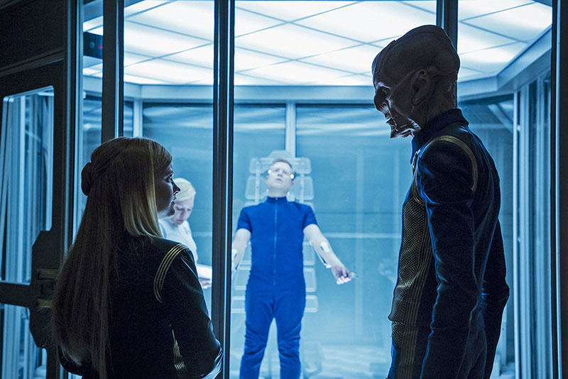 Mary Wiseman as Sylvia Tilly, Anthony Rapp as Paul Stamets and Doug Jones as Saru