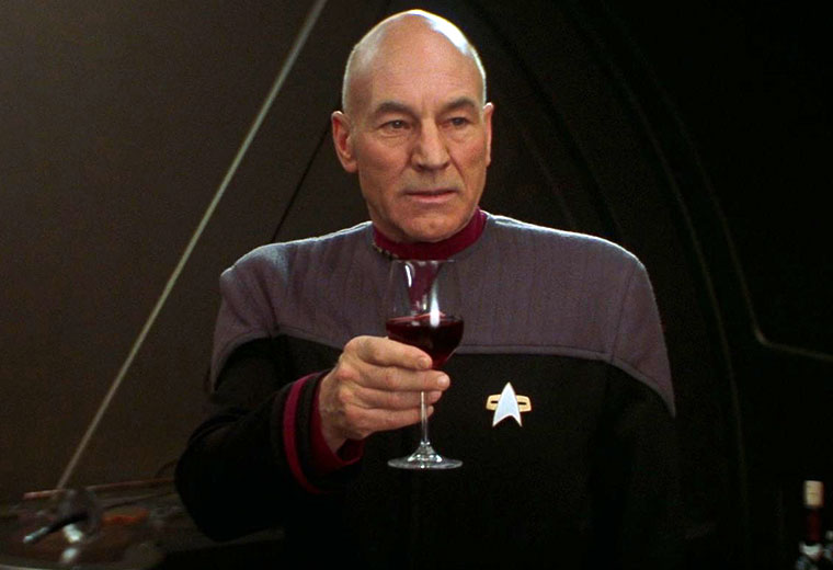 Patrick Stewart as Captain Jean-Luc Picard, in the final scene of Star Trek: Nemesis