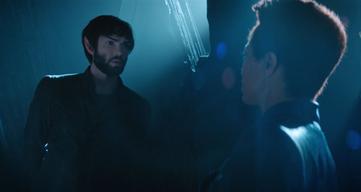 Ethan Peck as Spock and Sonequa Martin-Green as Michael Burnham