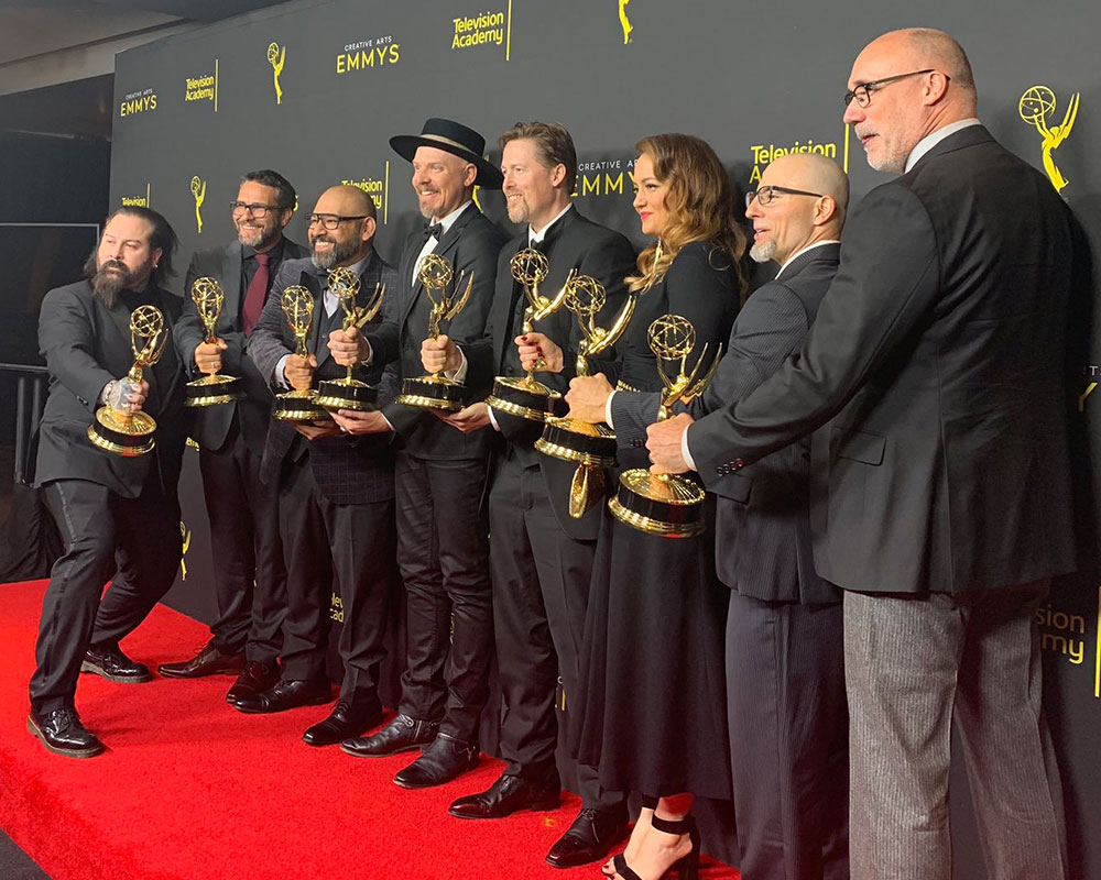 Discovery’s makeup department with their newly-won Emmy Awards