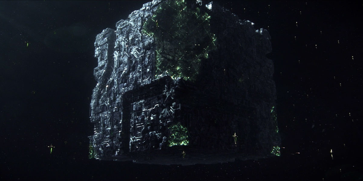A Borg cube, revealed at the end of the episode.