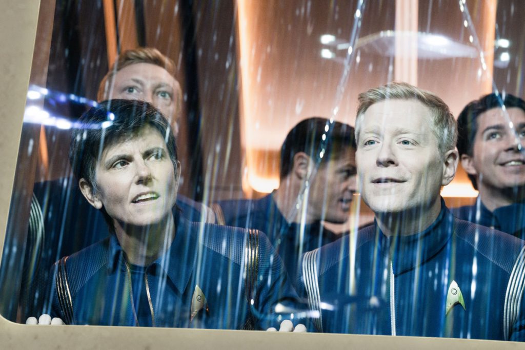 Tig Notaro as engineer Jett Reno and Anthony Rapp as Lt. Paul Stamets
