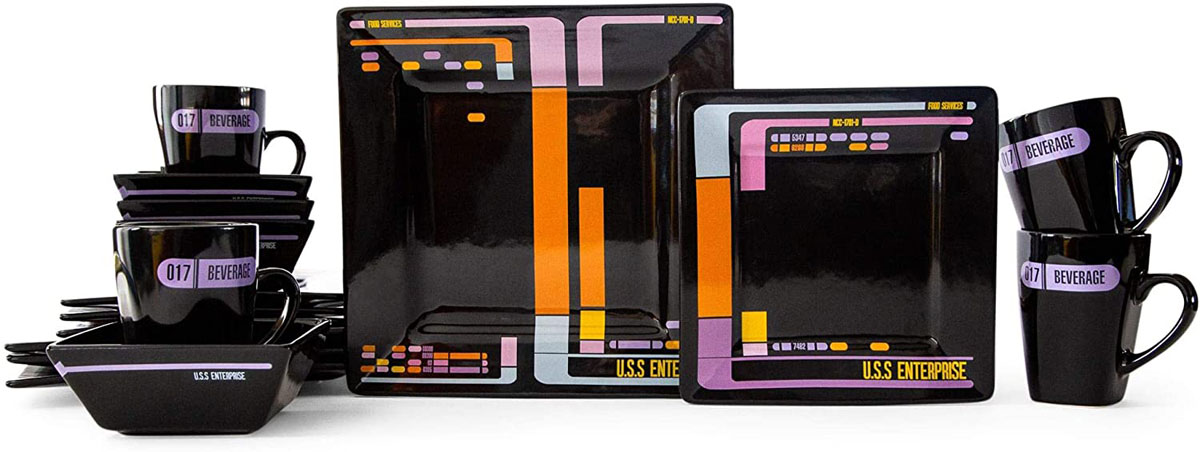Star Trek: The Next Generation LCARS interface 16-piece ceramic dinnerware set