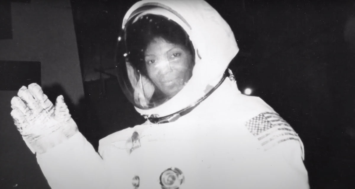 Nichols in a NASA space suit