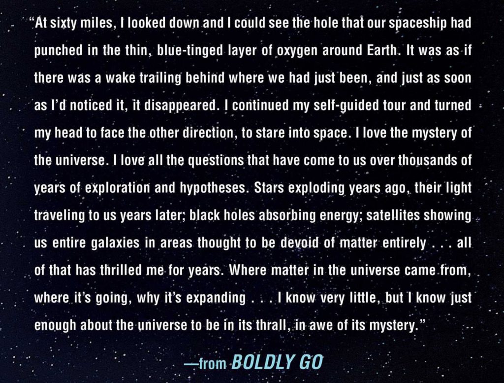 The back cover of "Boldly Go"