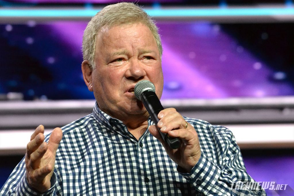 Shatner on stage at the 56-Year Mission convention in Las Vegas in August 2022