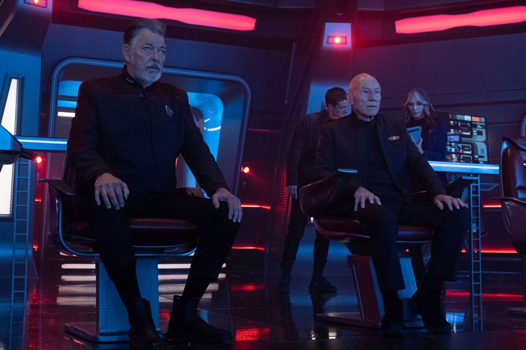 Jonathan Frakes as Will Riker and Patrick Steward as Picard