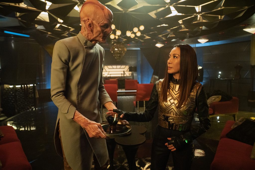 Doug Jones as Saru and Michelle Yeoh as Georgiou in the Star Trek: Discovery episode “Terra Firma, Part 2”