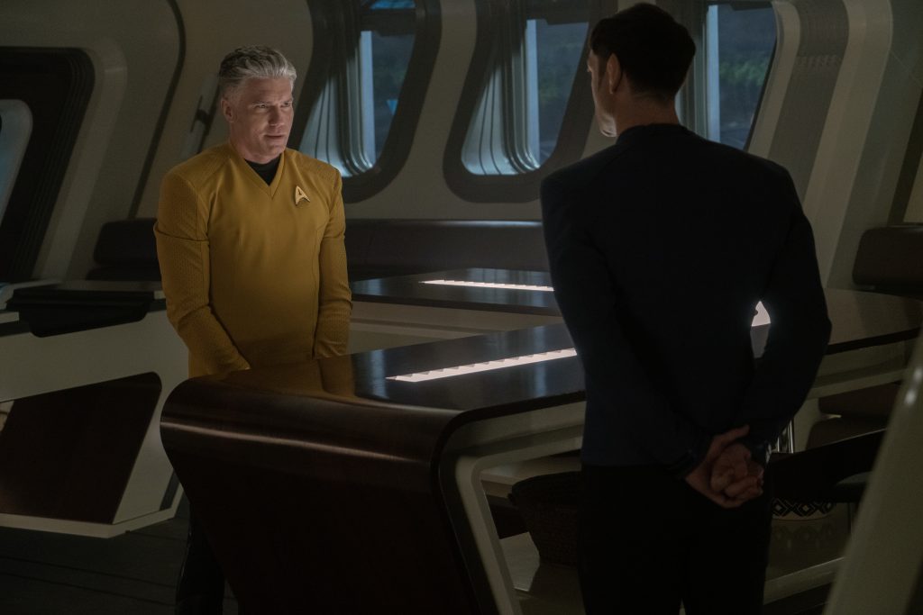 Anson Mount as Capt. Pike and Ethan Peck as Spock