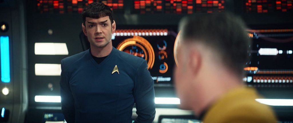 Ethan Peck as Spock and Anson Mount as Pike